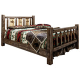 Homestead Collection Twin Bed W/ Laser Engraved Bronc Design, Stain & Clear Lacquer Finish
