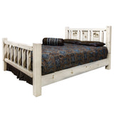 Homestead Collection Twin Bed W/ Laser Engraved Moose Design, Clear Lacquer Finish