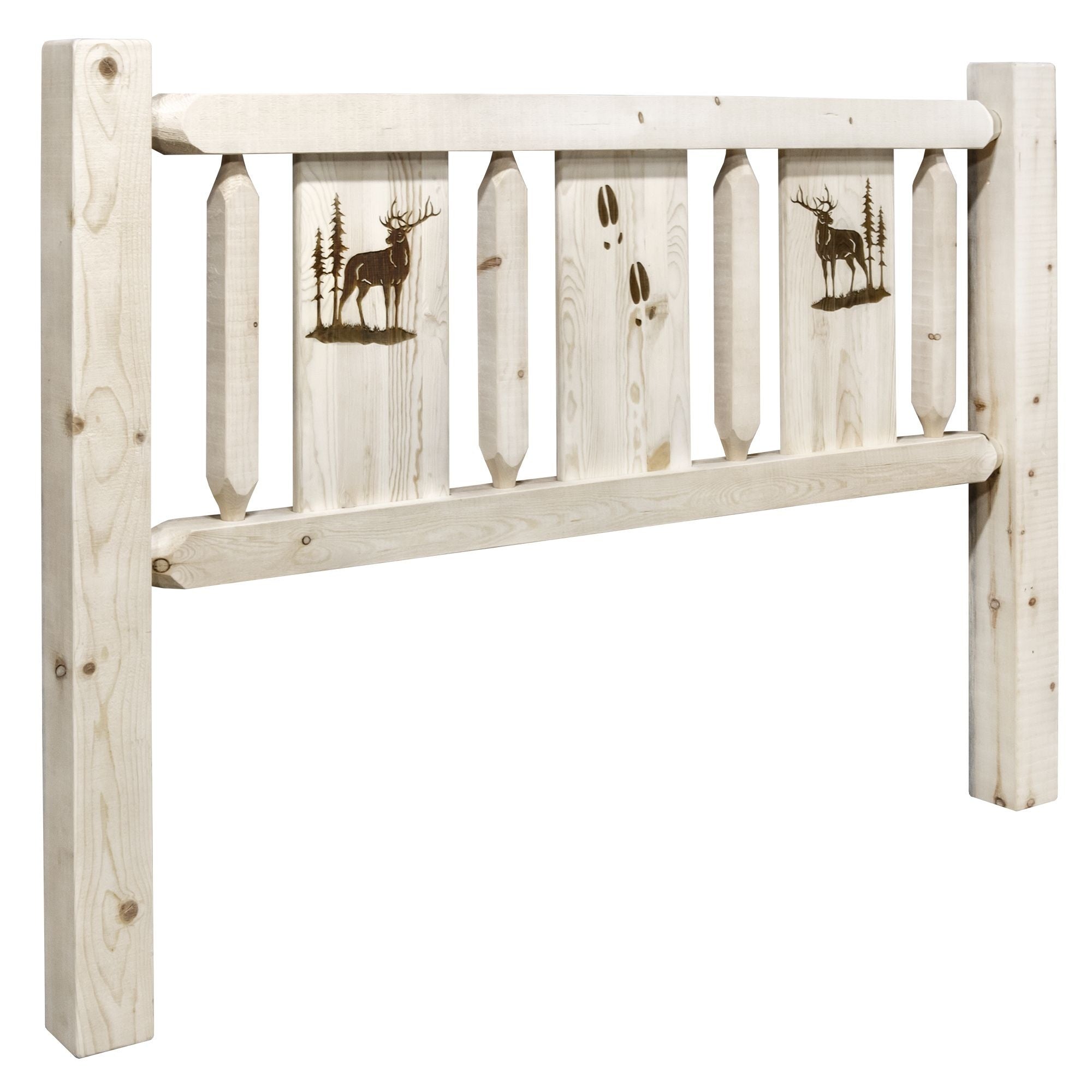Homestead Collection Twin Headboard W/ Laser Engraved Elk Design, Ready To Finish