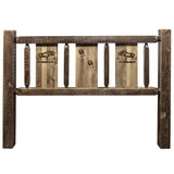 Homestead Collection Twin Headboard W/ Laser Engraved Moose Design, Stain & Clear Lacquer Finish
