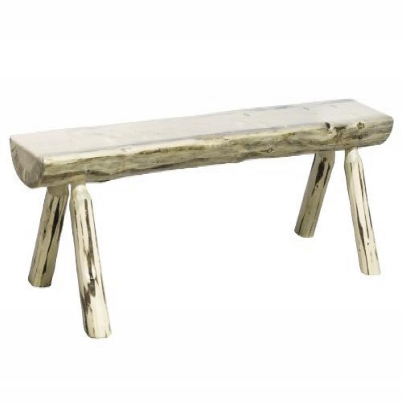 Montana Collection Half Log Bench, Clear Lacquer Finish, 6 Foot