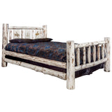 Montana Collection King Bed W/ Laser Engraved Bronc Design, Ready To Finish