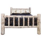 Montana Collection King Bed W/ Laser Engraved Bear Design, Clear Lacquer Finish
