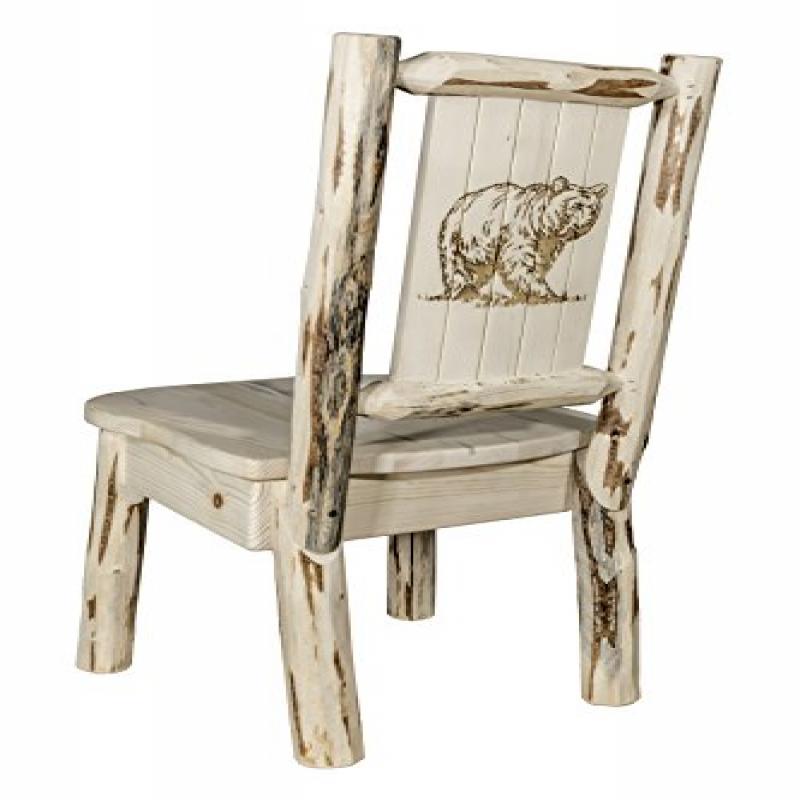 Montana Collection Side Chair W/ Laser Engraved Bear Design, Ready To Finish