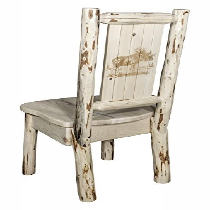 Montana Collection Side Chair W/ Laser Engraved Moose Design, Ready To Finish
