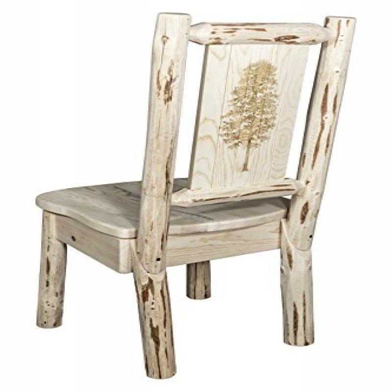 Montana Collection Side Chair W/ Laser Engraved Pine Tree Design, Ready To Finish