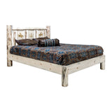 Montana Collection California King Platform Bed W/ Laser Engraved Bronc Design, Ready To Finish