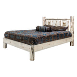 Montana Collection California King Platform Bed W/ Laser Engraved Elk Design, Clear Lacquer Finish