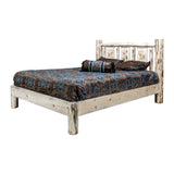 Montana Collection Queen Platform Bed W/ Laser Engraved Bear Design, Ready To Finish