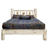 Montana Collection Queen Platform Bed W/ Laser Engraved Pine Tree Design, Ready To Finish