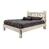 Montana Collection Twin Platform Bed W/ Laser Engraved Moose Design, Ready To Finish