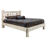 Montana Collection Twin Platform Bed W/ Laser Engraved Elk Design, Clear Lacquer Finish