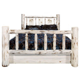Montana Collection Full Storage Bed W/ Laser Engraved Moose Design, Clear Lacquer Finish