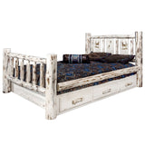 Montana Collection Twin Storage Bed W/ Laser Engraved Elk Design, Ready To Finish
