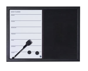 Magnetic Combo Week Planner, Dry-Erase & Black Felt Board, 18 X 24 Black Frame
