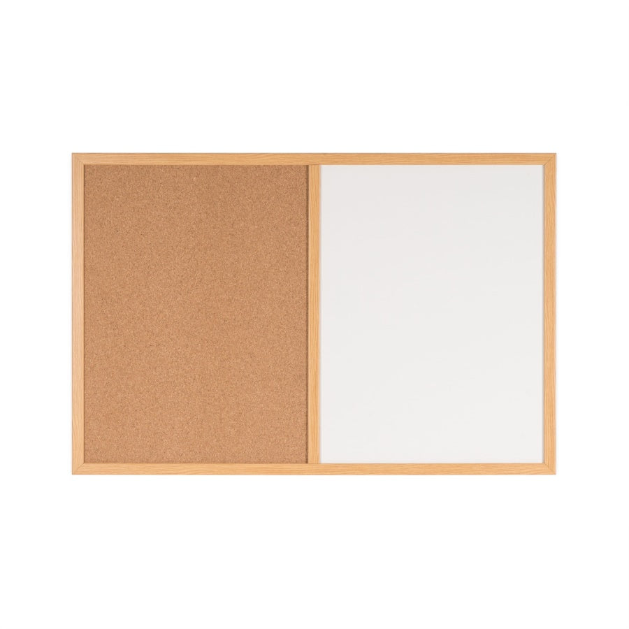 Maya Combo Board, Melamine Dry-Erase And Cork, 24 X 36, Oak Frame