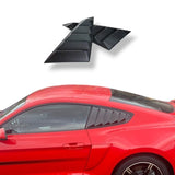 JSD Vintage Quarter Window Louvers for 15-23 Mustang Fastback; Carbon Fiber Print