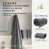 Bamboo Cotton Bath Sheet Set - Viscose from Bamboo + Cotton - 3pc - Charcoal