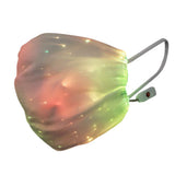 USB Fiber Optic Light Up Multicolor Face Mask in White Rectangle Fabric