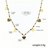 Gold Heart Charm Necklace with Black Zircon 18K Gold-Plated Stainless Steel, Elegant Dainty Jewelry 16.5''+1.9'', 3.9g