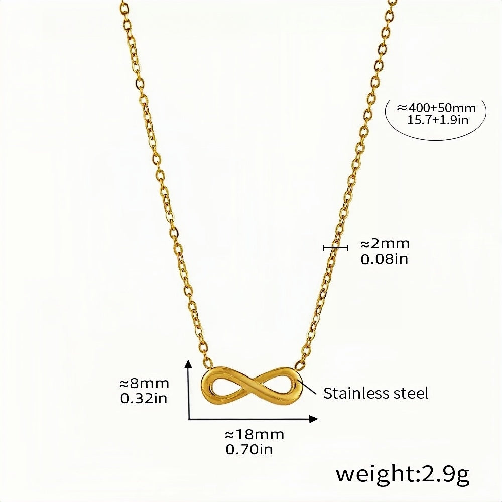 Silver Infinity Necklace for Women Dainty Stainless Steel Pendant Minimalist Chain Jewelry (15.7in + 1.9in) Lightweight & Hyp