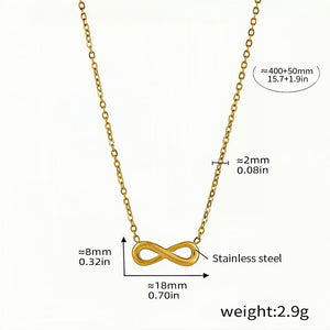 Silver Infinity Necklace for Women Dainty Stainless Steel Pendant Minimalist Chain Jewelry (15.7in + 1.9in) Lightweight & Hyp