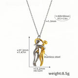 Couple Embrace Pendant Necklace Dual-Tone Stainless Steel Hugging Lovers Pendant 16.1''+1.9'' Chain, 8.5g