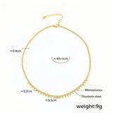 Gold Rhinestone Choker Necklace for Women 18K Gold Plated Titanium Steel Chain 40+5cm Adjustable Dainty Sparkle Jewelry for L