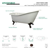 Aqua Eden Nhvct7D653129B5 61-Inch Cast Iron Single Slipper Clawfoot Tub With 7-Inch Faucet Drillings, White/Oil Rubbed Bronze