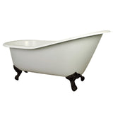 Aqua Eden Nhvct7D653129B5 61-Inch Cast Iron Single Slipper Clawfoot Tub With 7-Inch Faucet Drillings, White/Oil Rubbed Bronze