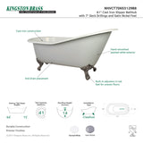 Aqua Eden Nhvct7D653129B8 61-Inch Cast Iron Single Slipper Clawfoot Tub With 7-Inch Faucet Drillings, White/Brushed Nickel