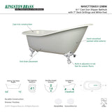 Aqua Eden Nhvct7D653129Bw 61-Inch Cast Iron Single Slipper Clawfoot Tub With 7-Inch Faucet Drillings, White