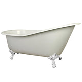 Aqua Eden Nhvct7D653129Bw 61-Inch Cast Iron Single Slipper Clawfoot Tub With 7-Inch Faucet Drillings, White