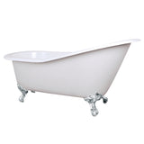 Aqua Eden Nhvctnd653129B1 61-Inch Cast Iron Single Slipper Clawfoot Tub (No Faucet Drillings), White/Polished Chrome