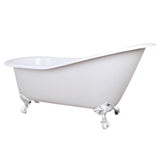 Aqua Eden Nhvctnd653129Bw 61-Inch Cast Iron Single Slipper Clawfoot Tub (No Faucet Drillings), White