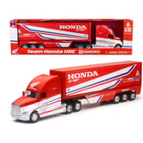 Kenworth Semi-Truck Red And White Team Honda Hrc 1/32 Diecast Model By New Ray