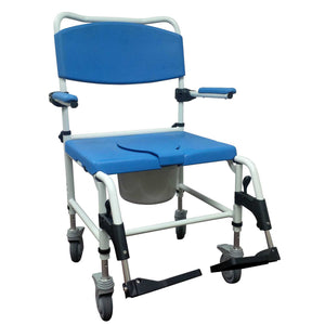 Aluminum Bariatric Rehab Shower Commode Chair With Two Rear-Locking Casters