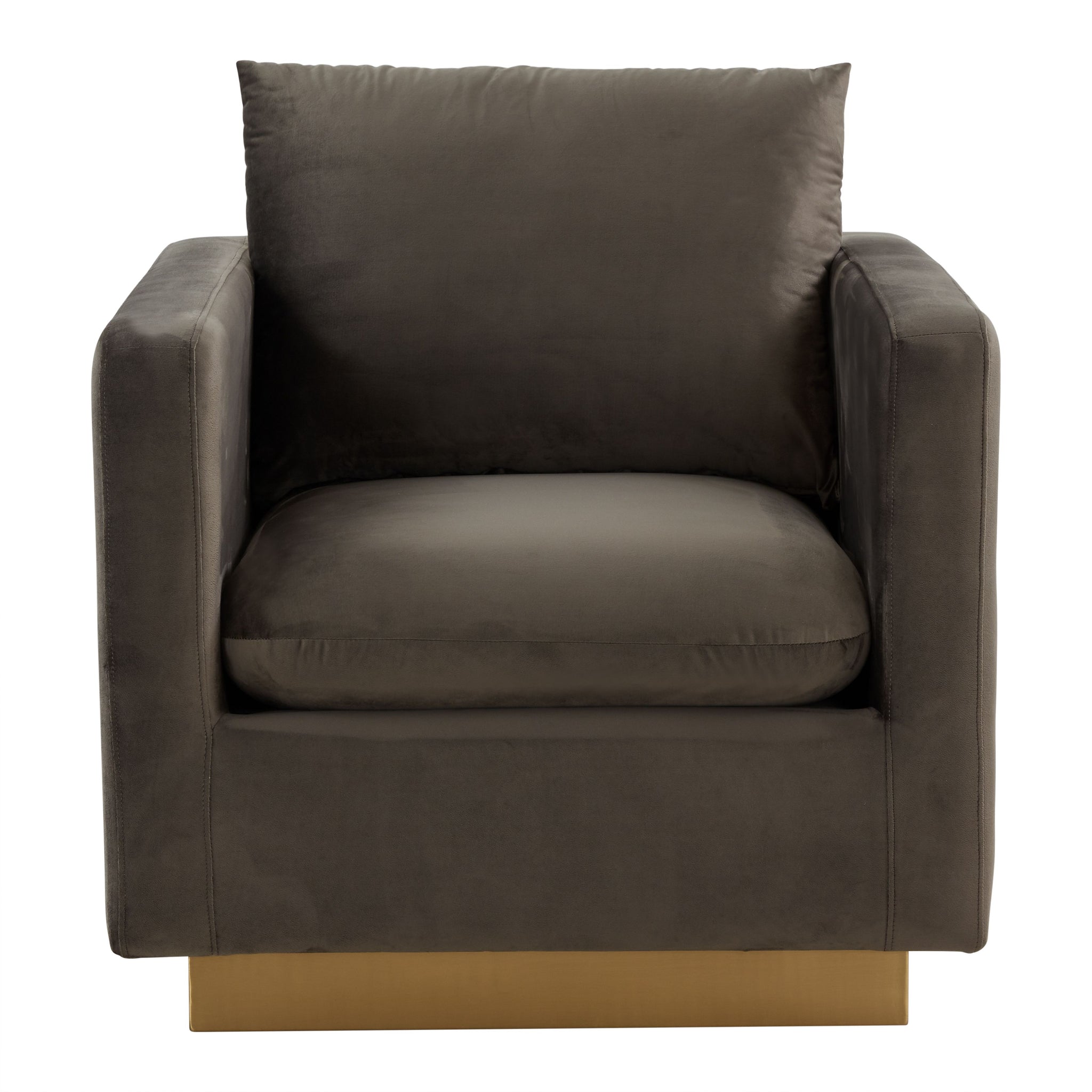 Leisuremod Nervo Velvet Accent Armchair With Gold Frame