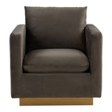 Leisuremod Nervo Velvet Accent Armchair With Gold Frame