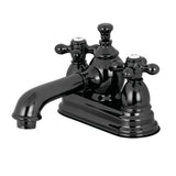 Kingston Brass Ns7010Ax Water Onyx 4 In. Centerset Bathroom Faucet With Brass Pop-Up, Bright Black Stainless Steel