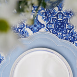 NURTURE SKY BLUE FAUX LEATHER SCALLOPED PLACEMAT