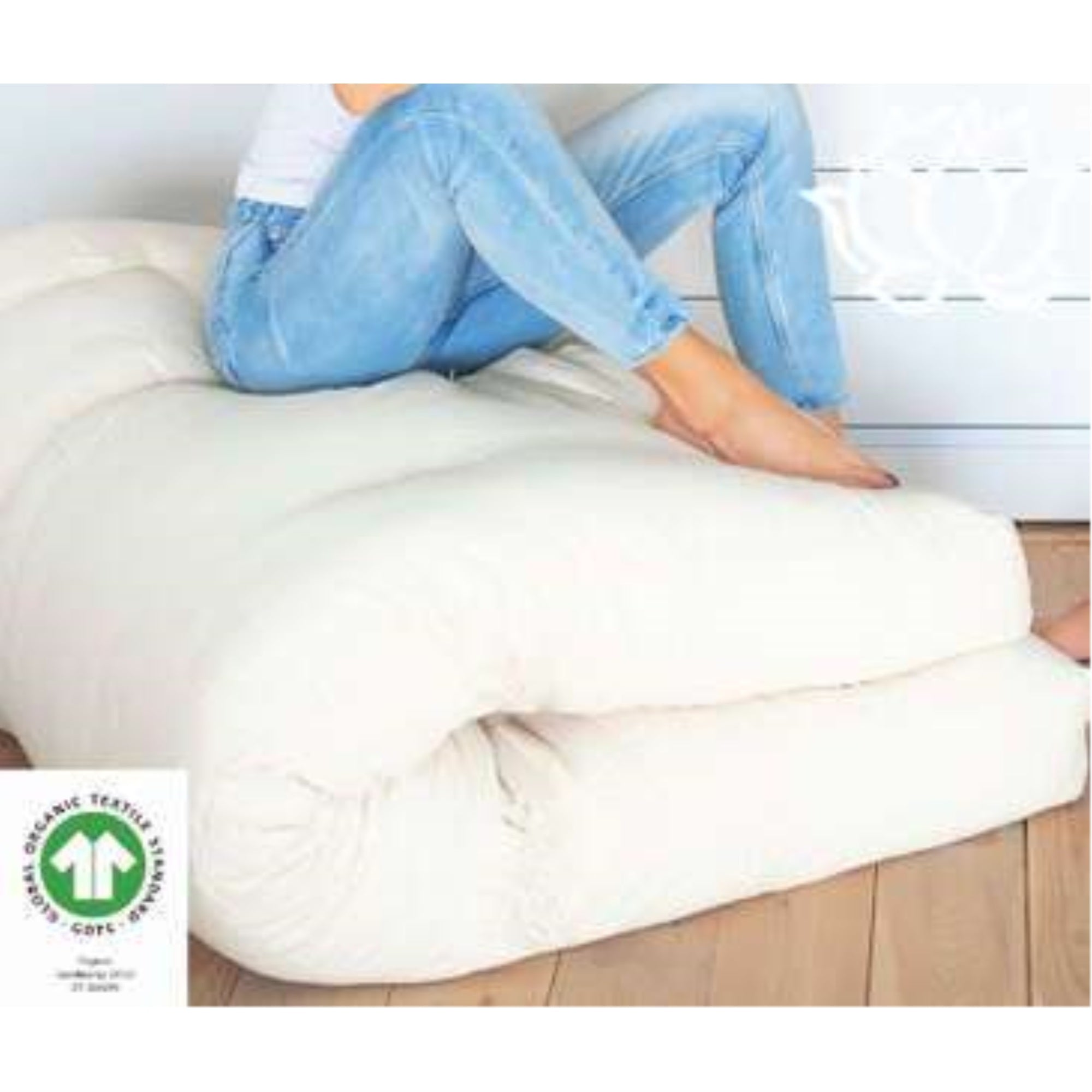 100% Organic Cotton And Wool Footstool In Organic Twill Fabric Case