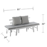 Dolavon Outdoor Convertible Lounge Chair - White With Gray Cushions