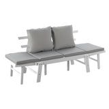 Dolavon Outdoor Convertible Lounge Chair - White With Gray Cushions