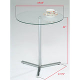 Form 20 Round Modern Accent Side End Table, Chrome Metal & Tempered Glass