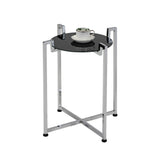 Hendon Modern Accent Side End Table, Black Tempered Glass Top & Chrome Metal Base