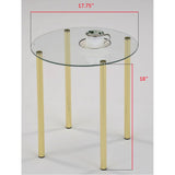 Worcester 18 Round Modern Accent Side End Table, Brass Metal & Glass
