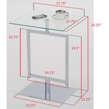 Doolins Modern Accent Side End Table, Chrome Metal Frame & Tempered Glass Top
