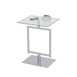 Doolins Modern Accent Side End Table, Chrome Metal Frame & Tempered Glass Top