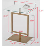 Doolins Modern Accent Side End Table, Gold Metal Frame & Tempered Glass Top